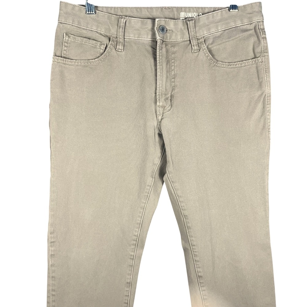 Uniqlo Slim Fit Straight Leg Pants Mens 31x28.5 Khaki Tan Chino Jeans